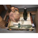 A quantity of glass advertising bottles & 1 other item