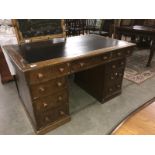A leather topped double pedestal desk, a/f.