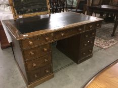 A leather topped double pedestal desk, a/f.
