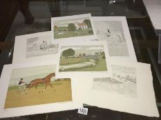4 limited edition lithographic prints of horse related/rural scenes signed in pencil and 2 etchings.