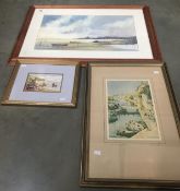 A framed and glazed John Fewster watercolour entitled "Low Tide",