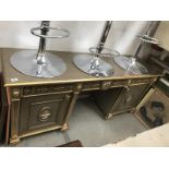 An ornate gilded 2 pillar dressing table