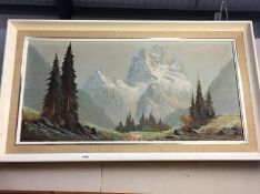 An oil painting of mountain scene