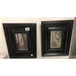A pair of framed and glazed prints depicting 17th century gentlemen.