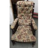 A patterned library chair