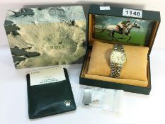 A Rolex Oyster perpetual datejust superlative chronometer (working) with certificate,