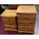 2 pine bedside chest of drawers