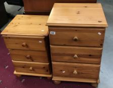 2 pine bedside chest of drawers