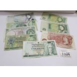 8 bank notes - Duke of Wellington £5, 2 x £1 notes, a 10/- note and 4 Bank of Scotland £1 notes.