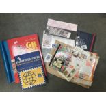 3 stamp albums with stamps, presentation packs and loose stamps.