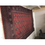 A large red patterned Eastern acrpet approximately 245cm x 164cm