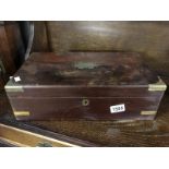 A Victorian mahogany and brass writing box.