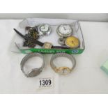 3 pocket watches including Westclox & Ingersoll, 3 wrist watches including Chancellor,