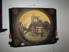 A large Bosun's? illuminating wall plaque incorporating electric clock.