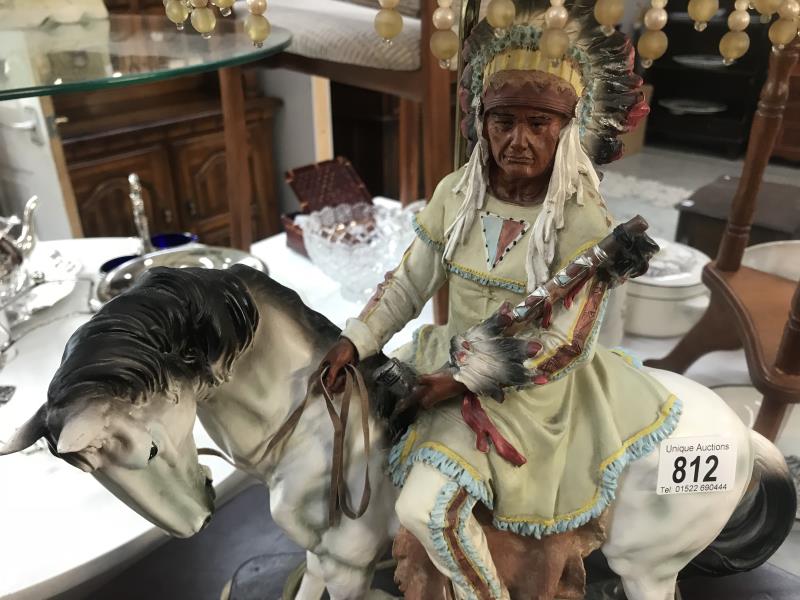 An Indian chief on horse table lamp. - Image 2 of 2