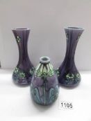 A Pair of Minton Ltd art deco vases and a smaller example.