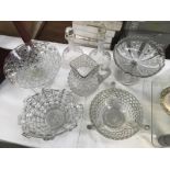 A quantity of glassware including cut glass bowl, decanters, jug etc.
