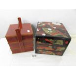 2 three tray Japanese trinket/jewellery boxes.