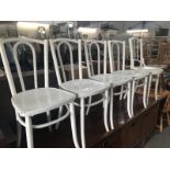 5 painted bent wood chairs.