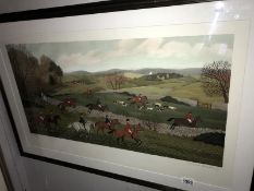 A pencil signed limited edition 25/36 French artist proof lithograph and a French hunting scene by
