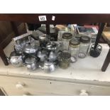 A quantity of aluminium tea sets, kilner jars etc.