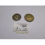 2 good replica coins - George III 1817 half crown and George III two pound (drilled).