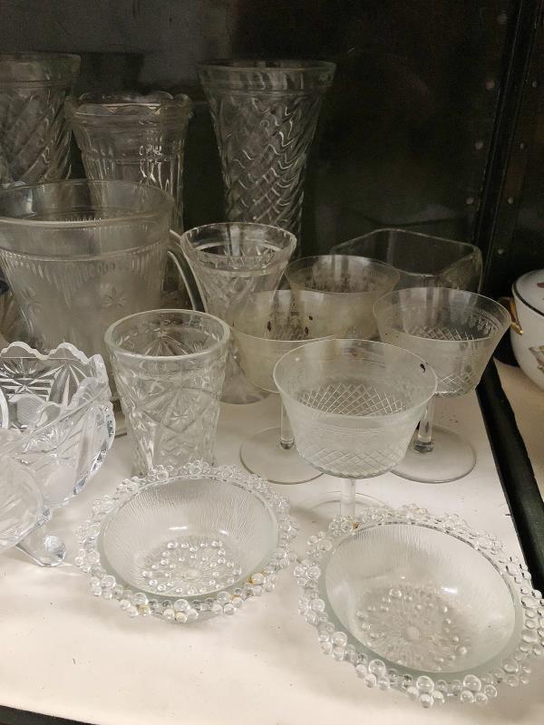 A shelf of glassware including vases, bowls, jugs etc. - Image 4 of 4