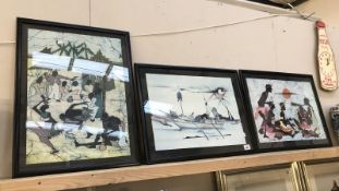 3 framed and glazed tribal prints.