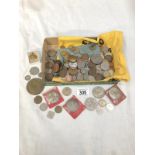A box of British and foreign coins.