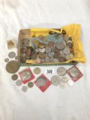 A box of British and foreign coins.