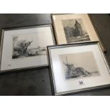 A pair of Remrandt prints and an etching.