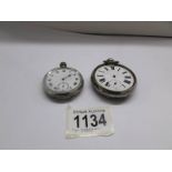 2 silver pocket watches (one being a railway timekeeper) both a/f.