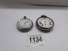 2 silver pocket watches (one being a railway timekeeper) both a/f.