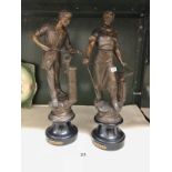 A pair of 19th century French spelter figures - L'Ajusteur and Le Forgeron.