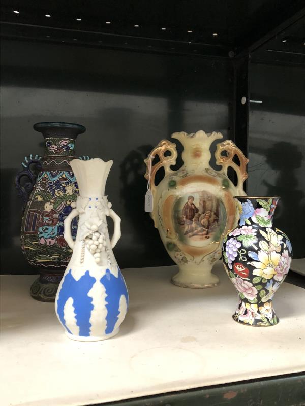 A quantity of vases including oriental style and Staffordshire. - Image 2 of 3