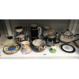 A mixed lot including teapot (A/F), jugs etc.