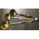 3 old brass ladles.