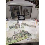 4 unframed Lincoln scene watercolours including Railway bridge initialed and dated R.G.