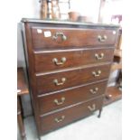 A 5 drawer chest with protective glass top.