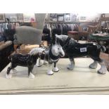 3 pottery horses (one a/f).