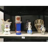 A quantity of vases including oriental style and Staffordshire.