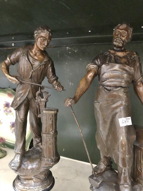 A pair of 19th century French spelter figures - L'Ajusteur and Le Forgeron. - Image 2 of 2