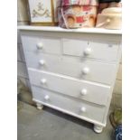 A painted 2 over 3 chest of drawers.