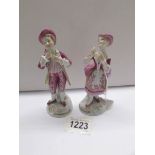 A fine pair of Regency Versaille continental porcelain figurines, marked D.R.1855.