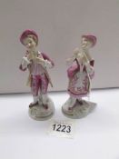 A fine pair of Regency Versaille continental porcelain figurines, marked D.R.1855.