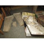 A 19th century plaster moulding a/f, a white cast moulding and 2 other moulding's.