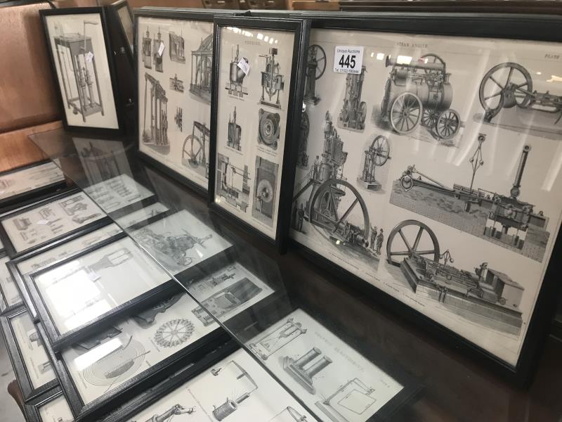 A quantity of framed and glazed engravings of steam engines and machinery parts. - Image 2 of 2