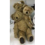 3 vintage teddy bears including 1 with bells in ears and a Chad Valley bear (a/f).