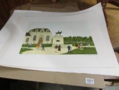 3 unframed French artist proof lithographs of various horse related scenes by Vincent Haddelsey