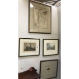 3 coloured engravings - map of Lincolnshire, Leadenham,